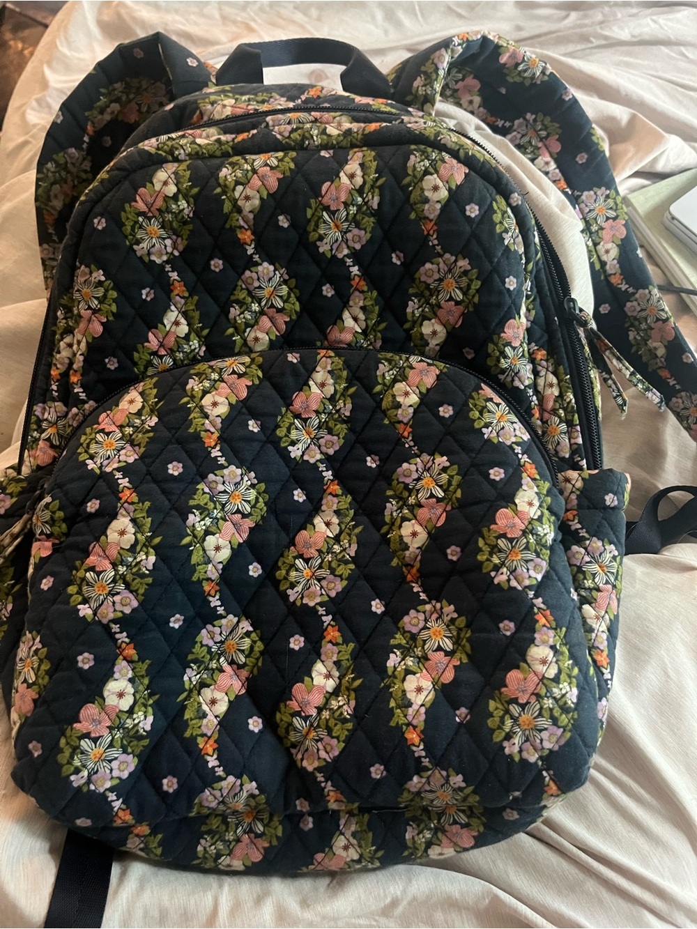 Vera Bradley Black Floral Quilted Backpack